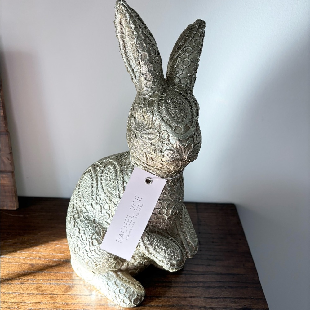 Tik Tok Viral Rachel Zoe Vintage Style Gold Floral Lace Easter Bunny Rabbit